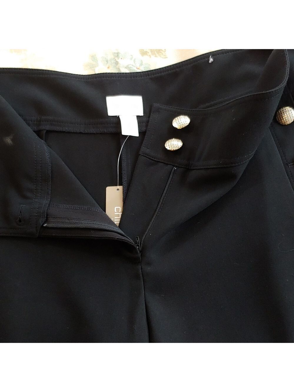 Chico's Nautical Black Dress Cropped Pants with Button Detail size 2.5 (14) NWT - Picture 16 of 17